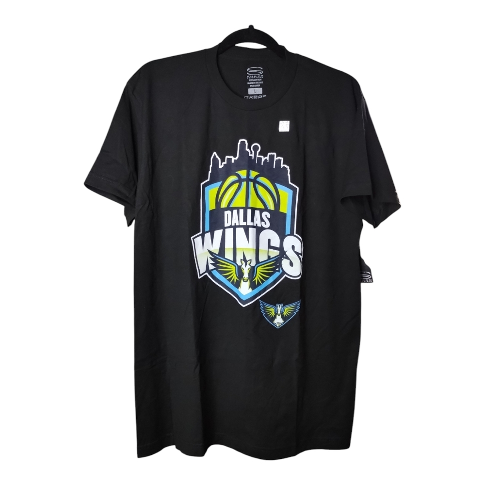 703 Unisex Dallas Wings Stadium Essentials Black Crest T-Shirt graphic men women